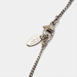Pre Owned Chanel  CC Crystals Silver Tone Pendant Chain Necklace