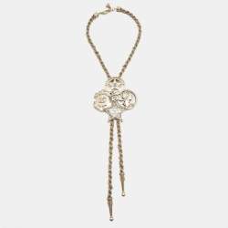 Pre Owned Chanel CC Paris-Dallas Sheriff Star Gold Tone Bolo Necklace