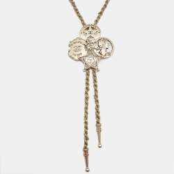 Pre Owned Chanel CC Paris-Dallas Sheriff Star Gold Tone Bolo Necklace