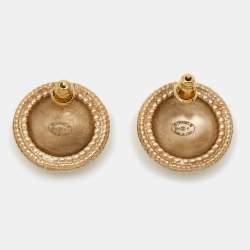 Pre Owned Chanel CC Gold Tone Stud Earrings 