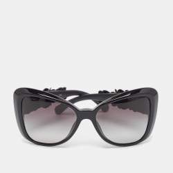 Pre Owned Chanel Black Gradient 5317-G CC Camellia Butterfly Sunglasses 