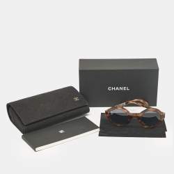 Chanel Brown/Black Gradient 5441 Metal Logo Round Sunglasses