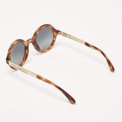 Chanel Brown/Black Gradient 5441 Metal Logo Round Sunglasses