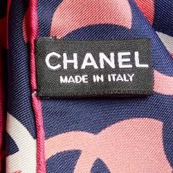 Chanel Pink/Blue CC Print Silk Square Scarf