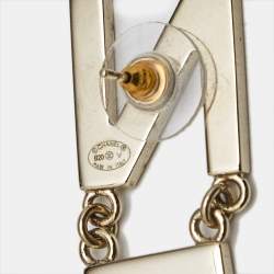 Pre Owned Chanel Letter Gold Tone Drop Earrings