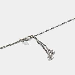 Pre Owned Chanel CC Bead Faux Pearl Gunmetal Tone Necklace