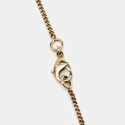 Pre Owned Chanel CC Faux Pearl Crystals Gold Tone Metal Pendant Necklace