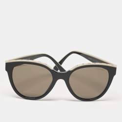 Chanel Black/Beige 5414 Logo Cat Eye Sunglasses