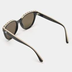 Chanel Black/Beige 5414 Logo Cat Eye Sunglasses
