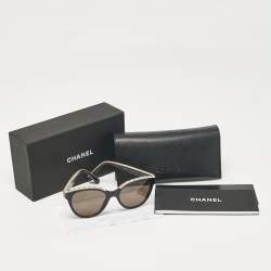 Chanel Black/Beige 5414 Logo Cat Eye Sunglasses