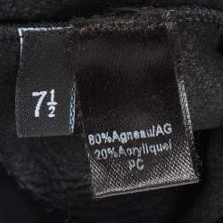 Pre Owned Chanel Black Camellia Fingerless Leather Gloves