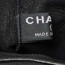 Pre Owned Chanel Black Camellia Fingerless Leather Gloves