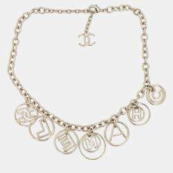 Pre Owned Chanel Gold Logo Chain Necklace