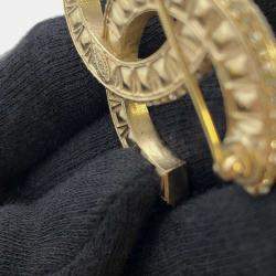 Chanel Champagne Gold Metal CC Logo/Rhinestone Brooch