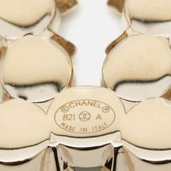 Pre Owned Chanel CC Faux Pearl Crystals Gold Tone Pin Brooch