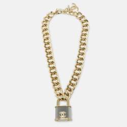Chanel  CC Padlock Two Tone Necklace