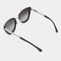 Pre Owned Chanel Silver Tone/Blue 5368 Quilted Cat-Eye Sunglasses