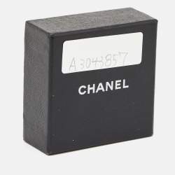 Chanel CC Resin Faux Pearl Gold Tone Earrings