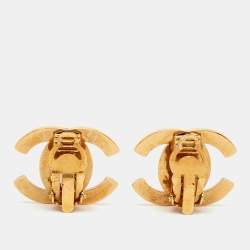 Pre Owned Chanel CC Turnlock Gold Tone Clip-on Earrings