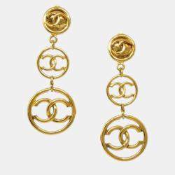 Chanel Gold Dangle Clip-On Earrings 