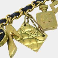 Chanel Gold Black Artificial Pearl CC Icon Chain Belt 94A