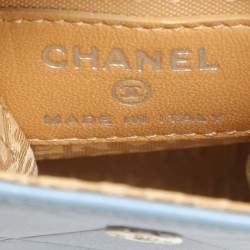 Pre Owned Chanel Light Blue Quilted Leather Cigarette Case