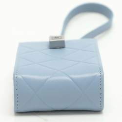 Pre Owned Chanel Light Blue Quilted Leather Cigarette Case
