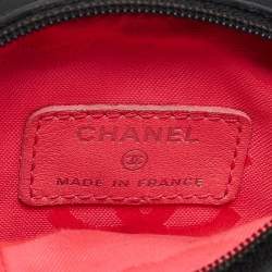 Pre Owned Chanel Black/White Quilted Leather CC Cambon Ligne Pouch