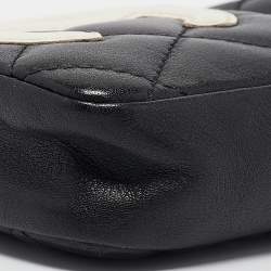 Pre Owned Chanel Black/White Quilted Leather CC Cambon Ligne Pouch