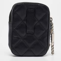 Pre Owned Chanel Black/White Quilted Leather CC Cambon Ligne Pouch