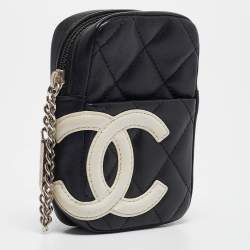 Pre Owned Chanel Black/White Quilted Leather CC Cambon Ligne Pouch