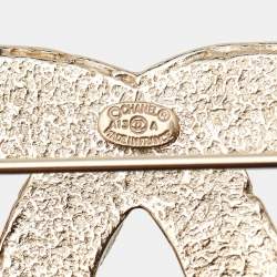 Pre Owned Chanel CC Crystals Gold Tone Brooch