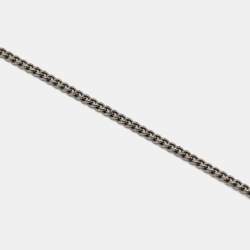 Pre Owned Chanel CC Crystals Gunmetal Tone Pendant Necklace