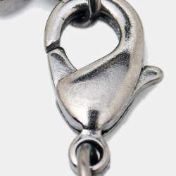 Pre Owned Chanel CC Crystals Gunmetal Tone Pendant Necklace