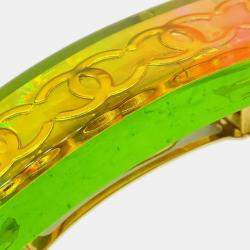 Chanel Rainbow Acrylic CC Logos Hair Clip Hairpin Barrette