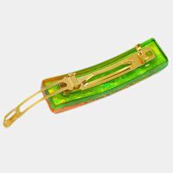 Chanel Rainbow Acrylic CC Logos Hair Clip Hairpin Barrette