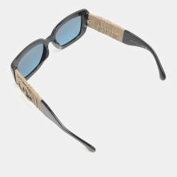 Pre Owned Chanel Black/Beige Acetate and Leather 5473-Q-A Square Sunglasses