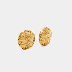 Chanel CC Medallion Gold Tone Clip On Earrings