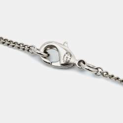 Pre Owned Chanel CC Crystal Silver Tone Pendant Necklace