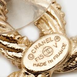 Pre Owned Chanel CC Crystal Twisted Gold Tone Earrings