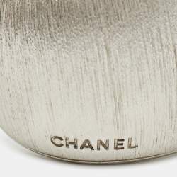Pre Owned Chanel Enamel Silver Tone Open Cuff Bracelet