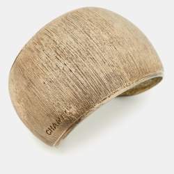 Pre Owned Chanel Enamel Gold Tone Cuff Bracelet