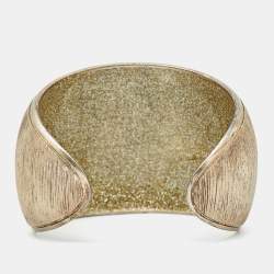 Pre Owned Chanel Enamel Gold Tone Cuff Bracelet