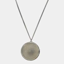 Pre Owned Chanel CC Enamel Gunmetal Tone Openable Long Pendant Necklace