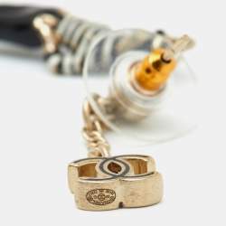 Chanel CC Enamel Gandola Man Gold Tone Earrings