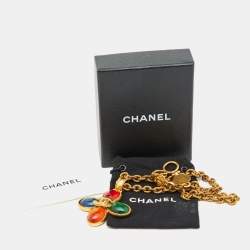 Pre Owned Chanel CC Resin Gold Tone Necklace