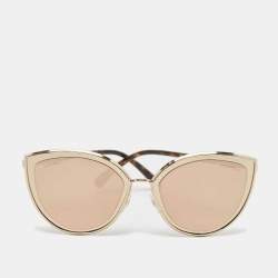 Chanel Gold/Brown Mirror 4222 Cat Eye Sunglasses