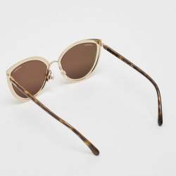 Chanel Gold/Brown Mirror 4222 Cat Eye Sunglasses