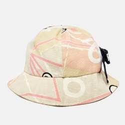 Chanel Cream/Peach Bow Detail Printed Canvas Cap M