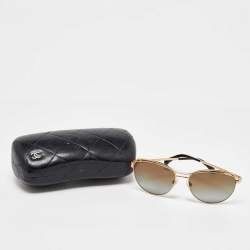 Chanel Gold Tone/Brown Grey Gradient 4188 Aviator Sunglasses